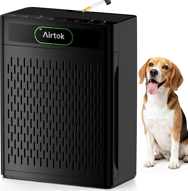 AIRTOK Luftreiniger, Luftreiniger Allergiker Für Räume bis zu 170m², mit Waschbarer Filter, PM 2.5 Luft Qualitäts Monitor, Schlafmodus, Aromatherapie, HEPA Luftfilter gegen Staub Pollen Gerüche — Luftbefeuchter