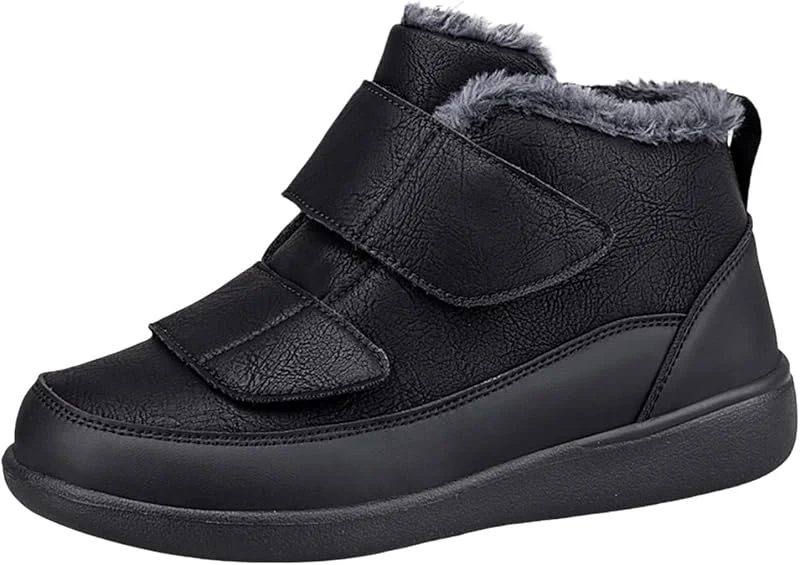 Generisch Winterstiefeletten aus gefüttertem Leder, bequem, gepolstert, warme Stiefel für Damen, zum Wandern im Freien (Black, 42) — Heizkleidung