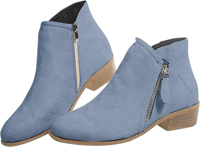 Generisch Freizeitschuhe Schwarz Damen Absatz Boots, Kurzstiefel Mit Seitlichem Reißverschluss Für Damen, Einfarbig Rutschfestes Blockabsatz Stiefeletten Kurze Einzelschuhe — Heizkleidung