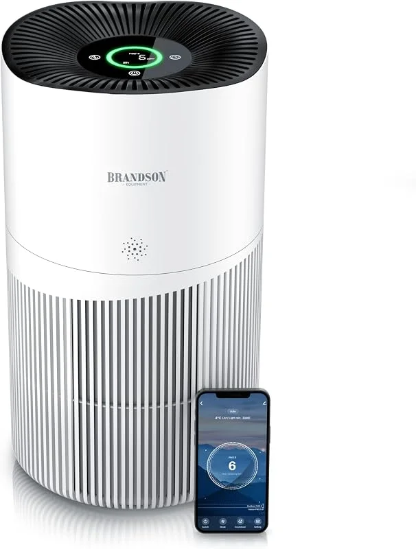 Brandson - Luftreiniger Allergiker 90m² - Preisträger 2025 - CADR 402 m³ - Air Purifier - Smart Home mit App - 4 Filterstufen HEPA Aktivkohle – Tierhaare Pollen Staub Schimmel Viren Raucherzimmer — Luftbefeuchter