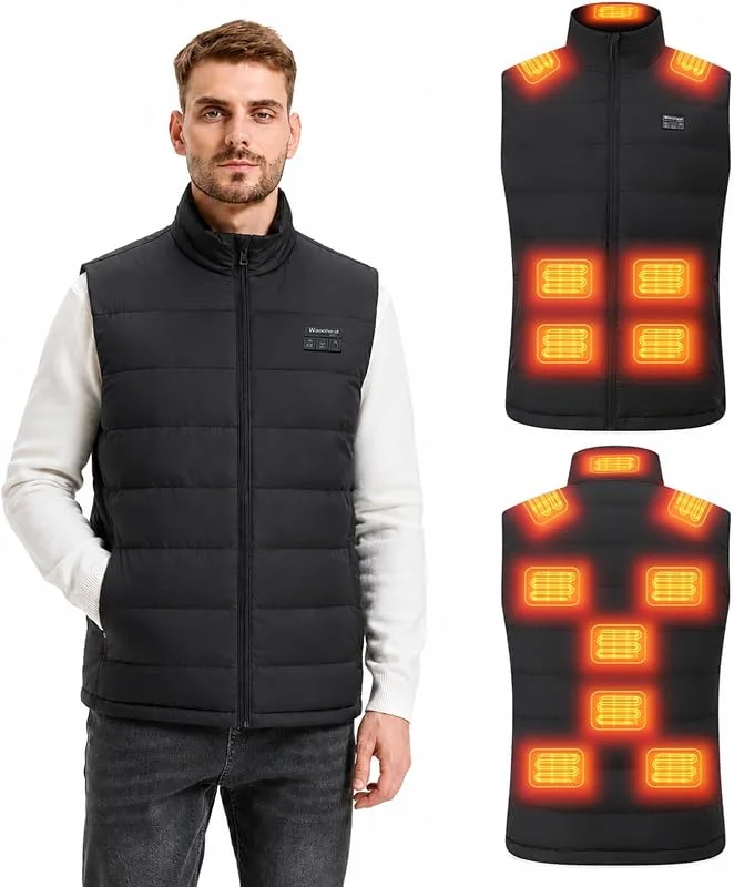 Heizweste Herren, Beheizbare Jacke Herren mit 15 Heizpads und 3 Heizstufen, Perfekt für Winter, Outdoor und tägliches Tragen (Powerbank nicht enthalten) — Heizkleidung
