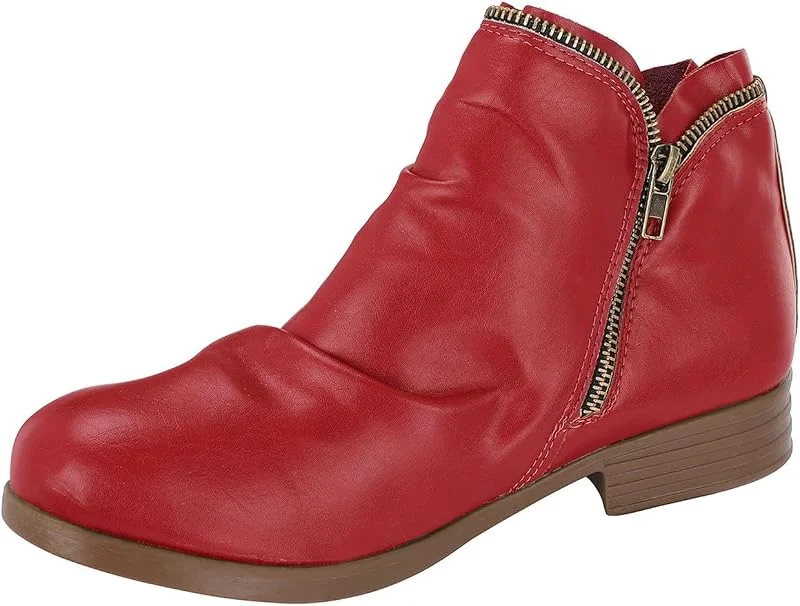 Modische Damen-Stiefel, modisch, kurz, Vintage, Leder, Schuhe, niedriger Absatz, runder Kopf, Cowboy-Stiefel, hohe Stiefel, leicht, Damenschuhe — Heizkleidung