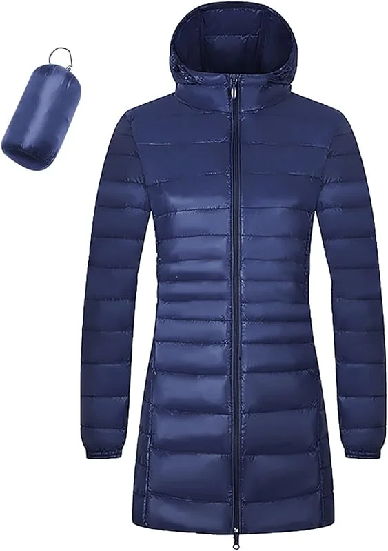 Damen-Daunenjacke, einfarbig, mit Kapuze, Übergröße, leicht, Übergröße Damen Pulli — Heizkleidung