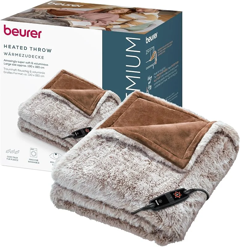 Beurer Heizdecke Arctic Brown, extra Flauschige Wärmedecke mit Wendeoptik — Heizung Warmepumpe