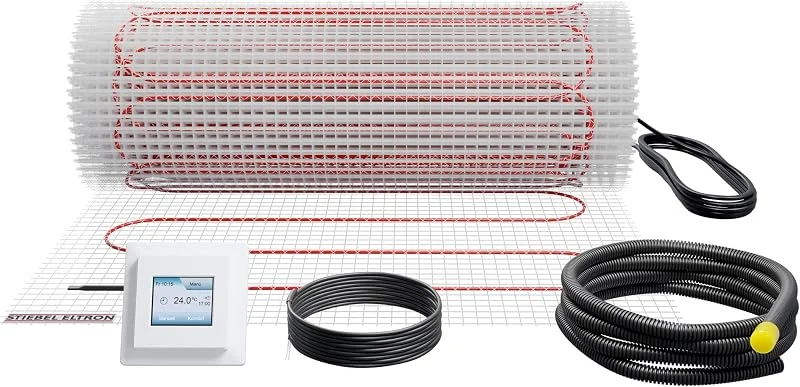 STIEBEL ELTRON elektrische Fußbodenheizung für große Flächen, Komplettset 6 m², 100 W, m², FTM 100, 6 Set Plus, 205670 — Heizung Warmepumpe