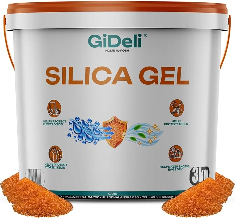 GiDeli Silica Gel Kugeln Orange, Feuchtigkeitsabsorber, 3kg — Luftbefeuchter
