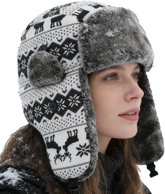 Wintermütze Ushanka, Windfest und warm mit Ohrenklappen - Beheizte Wintermütze - Universal Für Damen und Herren Für Fahrrad Spaziergang Pendeln Angeln — Heizkleidung