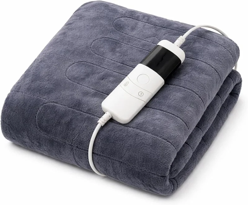 Marco Paul Elektrische Überwurfdecke, Heizdecke, große Fleecedecke, elektrische Überwurfdecke, Wärmetherapie, Linderung von Rückenschmerzen, beheizte Überwurfdecke für das Sofa (graues Fleece) — Heizung Warmepumpe