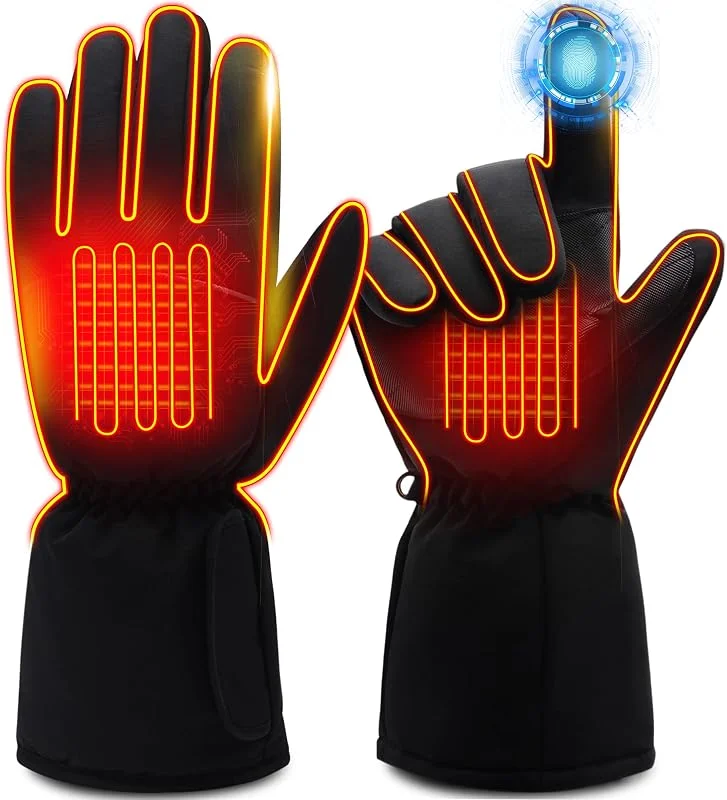 Rabbitroom Elektrisch beheizte Handschuhe für Damen und Herren, wasserdicht, Touchscreen, dünn, ThermoHandwärmer, beheizte Handschuhe, Outdoor und Innenbereich, batteriebetrieben, Skihandschuhe — Heizkleidung
