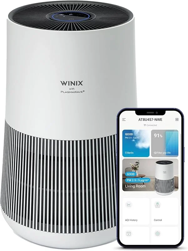 WINIX T500 Luftreiniger Alexa HEPA Filter 50m² CADR 250 m³, h Allergiker, Weiss — Luftbefeuchter