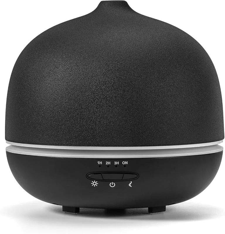 JESMAY Keramik Aroma Diffuser-Diffusor für Ätherische Öle 500 ml, Schwarz Luftbefeuchter，7-Farbiger Umgebungslichtstreifen, mit Timer, wasserfreie automatische Abschaltung