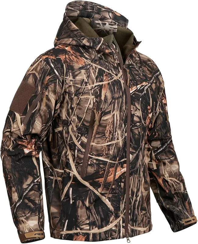 CARWORNIC Herren Outdoor Wasserdicht Soft Shell Hooded Tactical Jacke Warm Fleece Militär Wandern Jacke — Heizkleidung