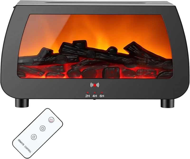 Aischen Kamin Aroma Diffusor Luftbefeuchter Flammenfeffekt (Schwarz)