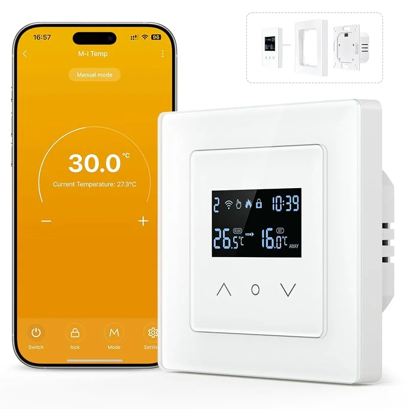MIUCDA Smart WLAN Thermostat 55x55mm, Wasser Fussbodenheizung Raumthermostat Digital Heizungsthermostat Kompatibel mit Alexa, Google Home (Packung mit 6) — Heizung Warmepumpe