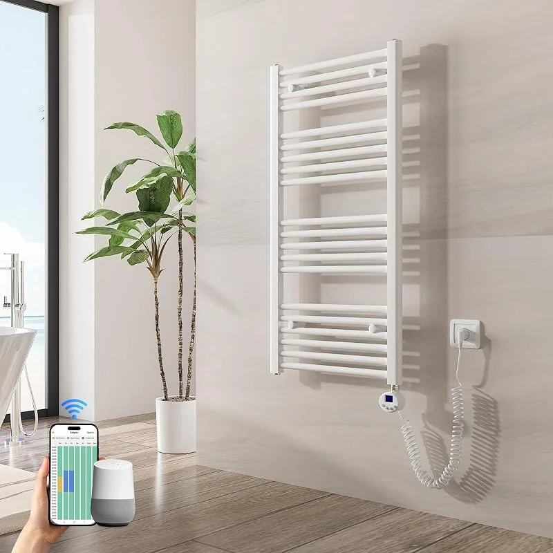 Heilmetz Badheizkörper Elektrisch mit Smart WiFi Heizstab 500W Leistung 1000 x 500 mm Weiß Gerade Bad Heizkörper Handtuchwärmer Handtuchtrockner mit Thermostat Timer — Heizung Warmepumpe