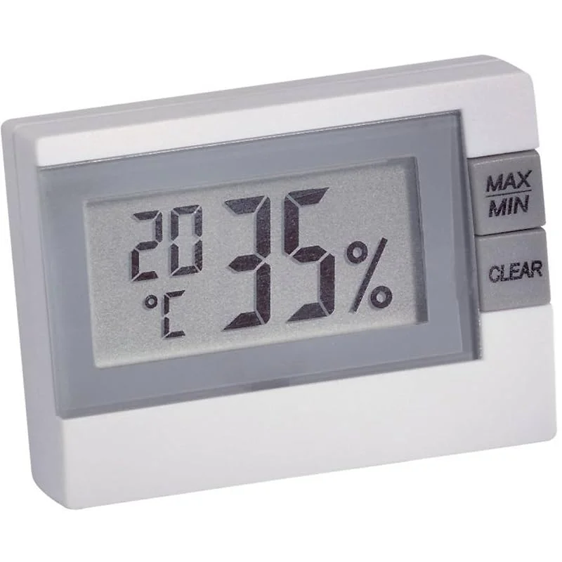 TFA Dostmann Digitales Thermo-Hygrometer, 30.5005.02, zur Raumklimakontrolle, zur Luftfeuchtigkeitsmessung, Mini Hygrometer, weiß, L 54 x B 16 (30) x H 39 mm — Luftbefeuchter