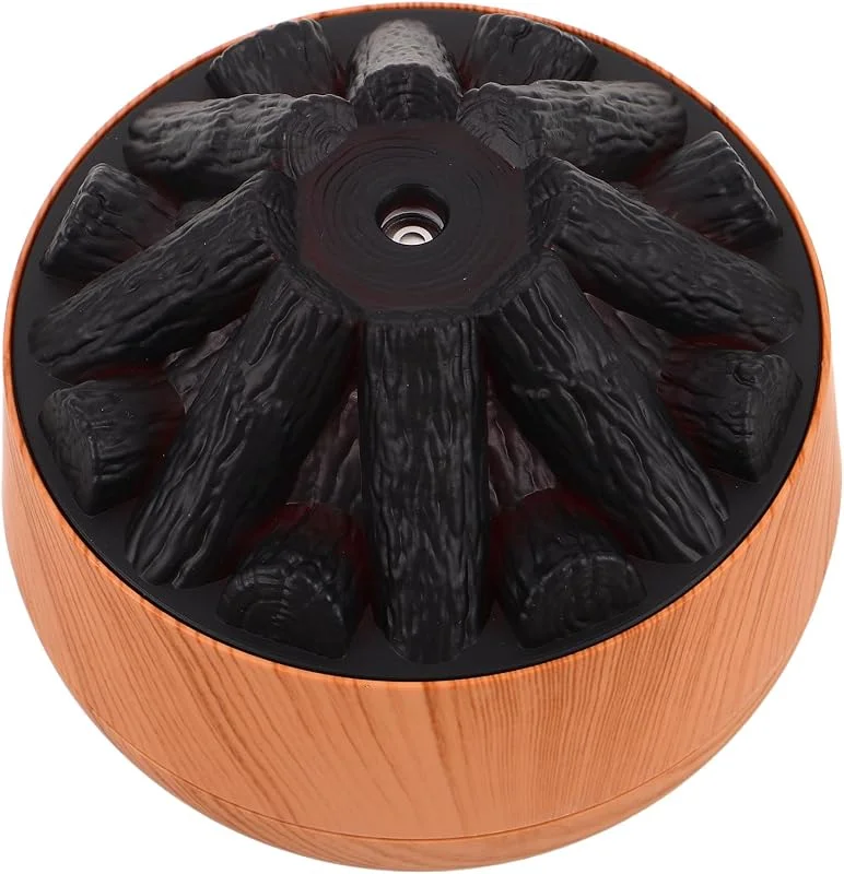 Luftbefeuchterlampe mit Simulierter Holzmaserung 300ml Abs, pp Flammenförmige LED Lampe Tragbar Leise für Schlafzimmer und Zuhause