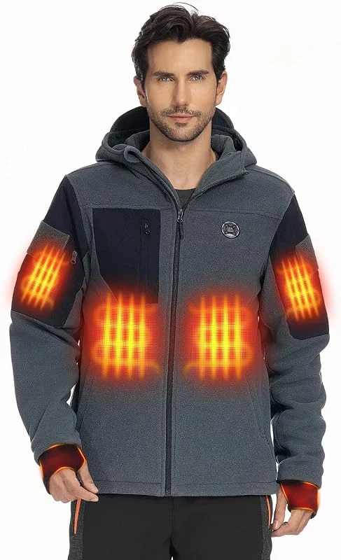 KEMIMOTO Taktische Beheizbare Jacke Herren, Heizjacke mit App Fernbedienung, Beheizte Jacke mit 8 Heizzone，Elektrischer Wärme Jacke mit 20000mAh Akku für Ski Fahren, Angeln, Motorrad, Outdoor — Heizkleidung