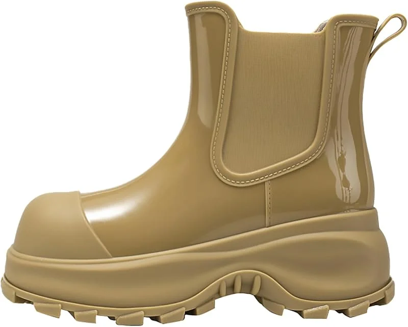Regenstiefel für Damen, rutschfest, Plattform, Wasserschuhe, kurze Gummistiefel, wasserdicht, Garten, Arbeitsschuhe, Outdoor — Heizkleidung