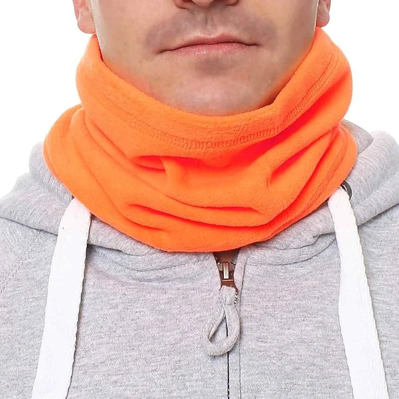 Happy Clothing Herren Schlauchschal aus Fleece mit Kordel, einfarbiger Fleeceschal für Damen und Herren, Farbe Schwarz, Dunkelblau, Grün, Weiß, Grau und Orange — Heizkleidung