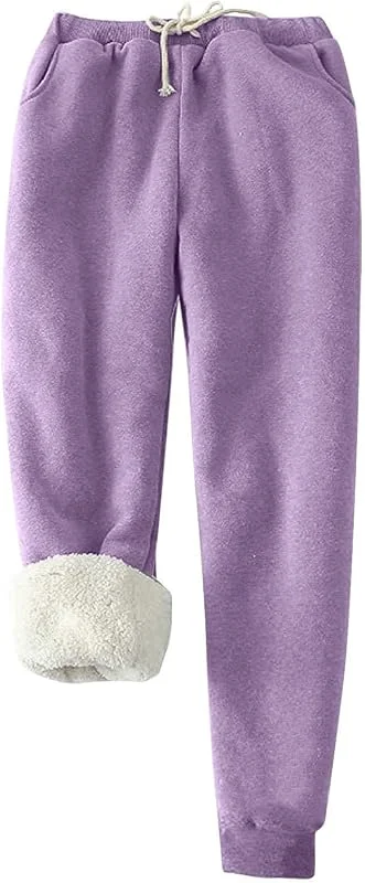 Fleece Leggings Damen Winter Jogginghose Kuschelige Freizeithose Gefütterte — Heizkleidung