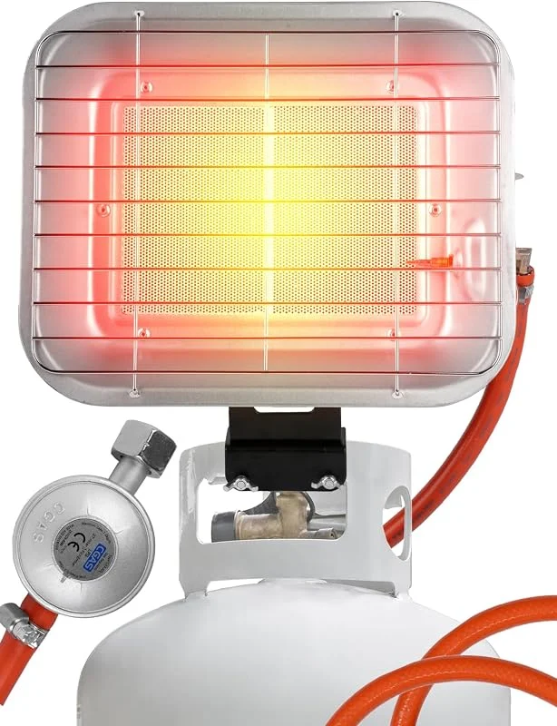 MalTec Gasheizstrahler Gazcamp Strahlende Flaschenhalter 4, 5kW Sunshine Camping inkl. Gasschlauch Gasdruckregler — Heizung Warmepumpe