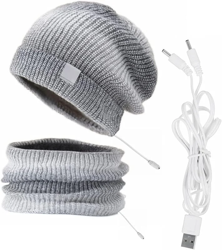 JAWSEU Nackenwärmer Beheizbarer Schal Beheizte Mütze Männer Frauen, Beheizbare Beanie Mütze Nackenwärmer Wintermütze Schal Strickmütze warme Mütze Beheizbarer Schal Elektrisch beheizter Winterschal — Heizkleidung
