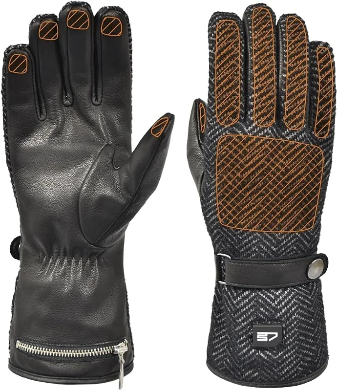 30seven - Beheizbare Hybrid-Lederhandschuhe - Außenmaterial 55% Ziegenleder, 45% Polyester, Futter 100% Polyester - 2 Batterien & Ladegerät — Heizkleidung