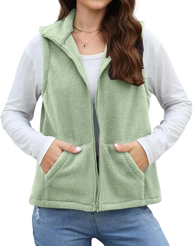 Generisch Fleeceweste Damen Ärmellos Fleece Weste Damen Kurz Fleecejacke Warm Leicht Westen Elegant Flauschig Herbstjacke Mit Reissverschluss Lässig Übergangsjacke Einfarbig Winter Damenweste — Heizkleidung