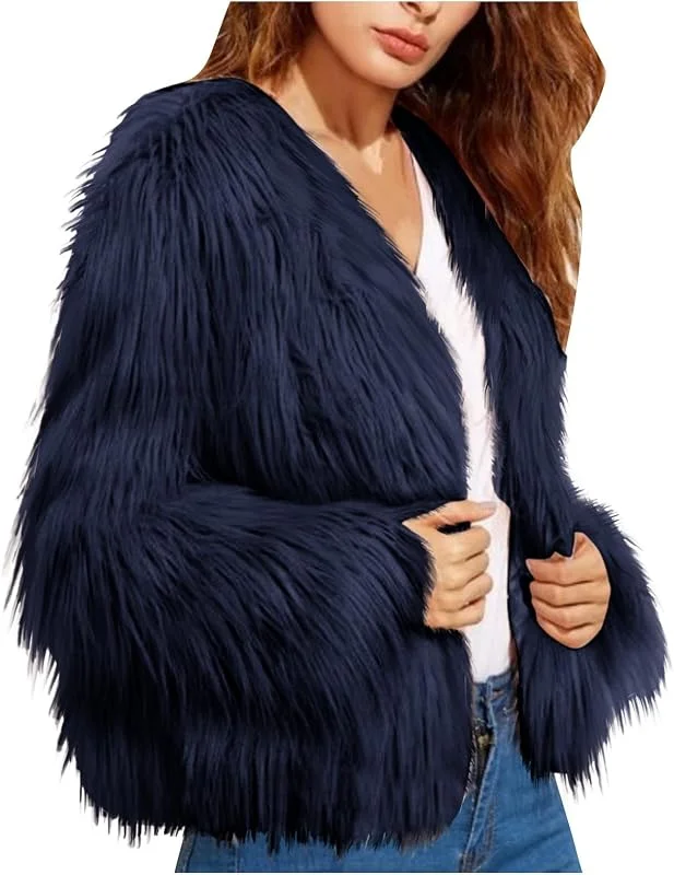 Ansenesna Winterjacke Damen Warm Felljacke Damen Kurz Plüsch Winter — Heizkleidung