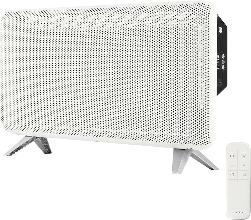 Cecotec Heizlüfter ReadyWarm 2000 Graphene. 1800 W, Thermostat 15–40 °C, 2 Leistungsstufen, Timer bis 12 h, Fernbedienung, bis 20 m² (50 m³), 3-fach Sicherheit gegen Kippen, Überhitzung, Schutzgitter — Heizung Warmepumpe
