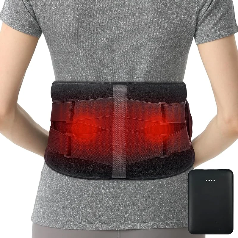 AROMA SEASON Wärmegürtel Vibrationsmassage mit Akku, Heizkissen für Rücken mit Massagegerät und Abschaltautomatik, Kabellos Rückenwärmer — Heizkleidung