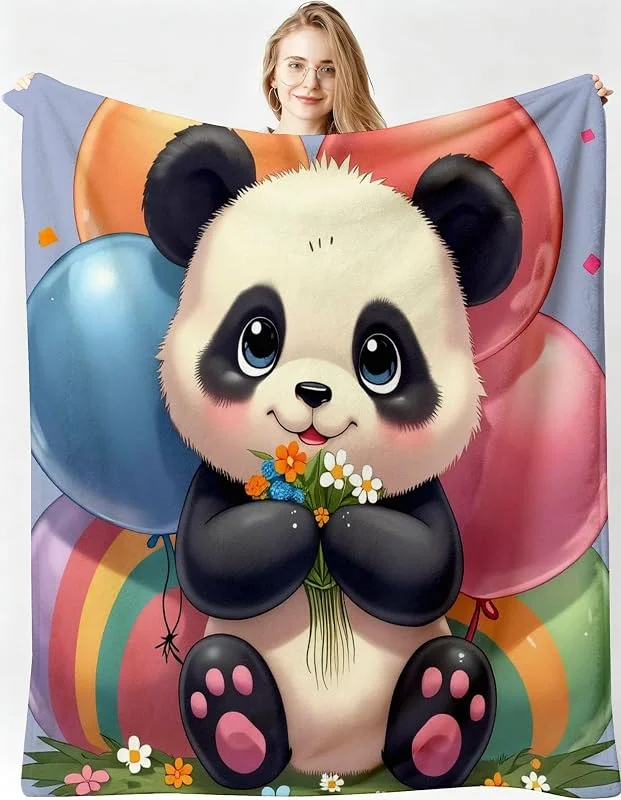 Kuscheldecke XXL 220x240 cm Animierter Panda für Sofa, Doppelbett-B326 — Heizung Warmepumpe