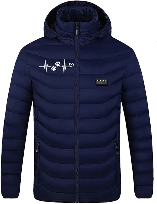 Beheizbare Jacke Herren Warme Dicke mit Kapuze, Unisex 21 Zonen Vier Kontroll Reißverschluss, Winterjacke mit Drucken USB Elektrische, Beheizte Weich Jacke Mit Taschen, Skijacke Mit Wärmefunktion — Heizkleidung