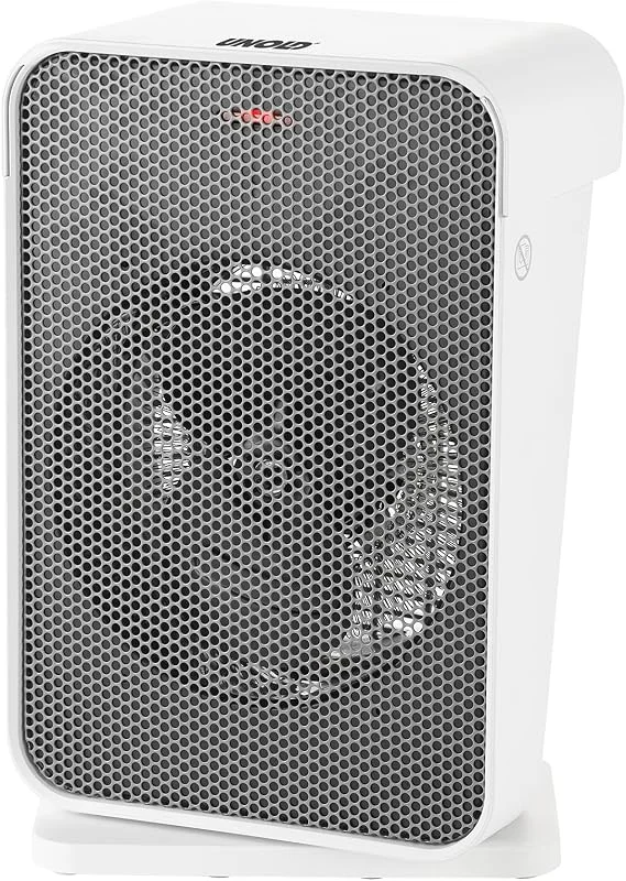 Unold 86450 Heizlüfter Box IP21 - Weiß, Grau, 1800 W, Ventilatorfunktion, Warmluft, Heißluft, 70° oszillierend, Überhitzungsschutz, Tragegriff, Timer mit automatischer abschaltung — Heizung Warmepumpe