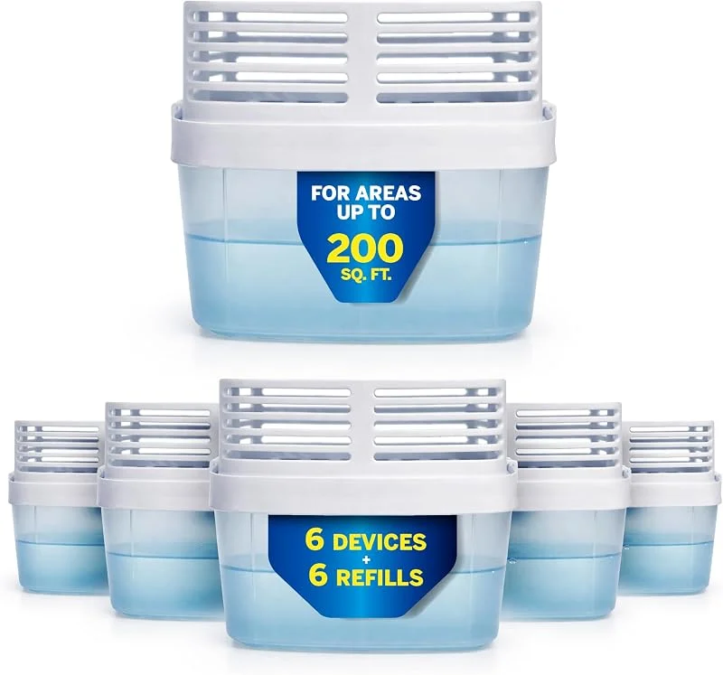 HUMYDRY® – 6 Stück Premium Luftentfeuchter mit 6 Feuchtigkeitsabsorber-Nachfüllpackungen – 470 ml – parfümfrei – ideal für Räume bis zu 200 m² — Luftbefeuchter