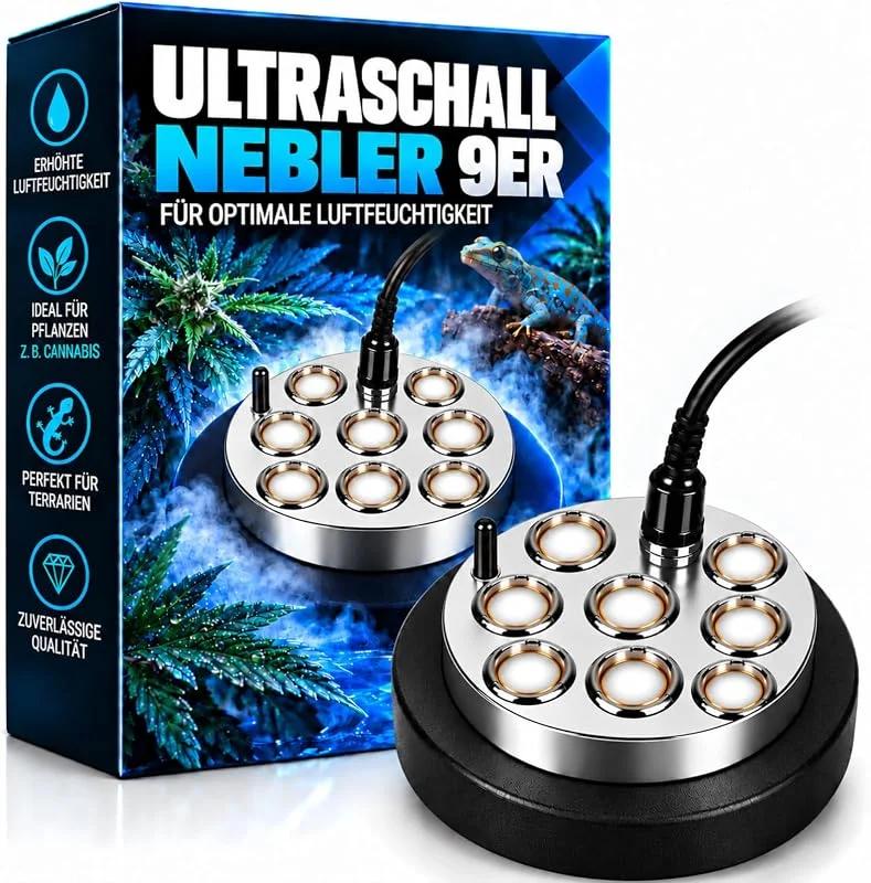 Weedness Nebler Ultraschall-Befeuchter Fog Machine 5000 ml, h 9 Membrane - Luftbefeuchter Grow Anbau Wohnung Vernebler Verdampfer