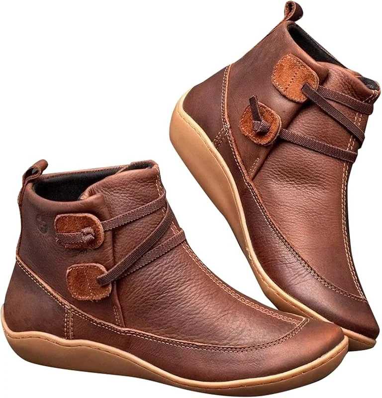 Generisch Flache Stiefeletten Für Damen, Schuhe Mit Fußgewölbeunterstützung Für Damen, Einfarbig Keilabsatz Rutschfeste Arbeitsstiefel Mit Seitlichem Reißverschluss — Heizkleidung
