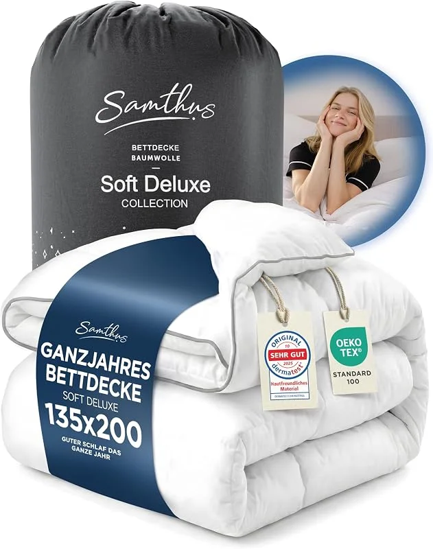 Samthus Premium Bettdecke 135x200cm weiche Steppdecke - Ganzjahresdecke — Heizung Warmepumpe