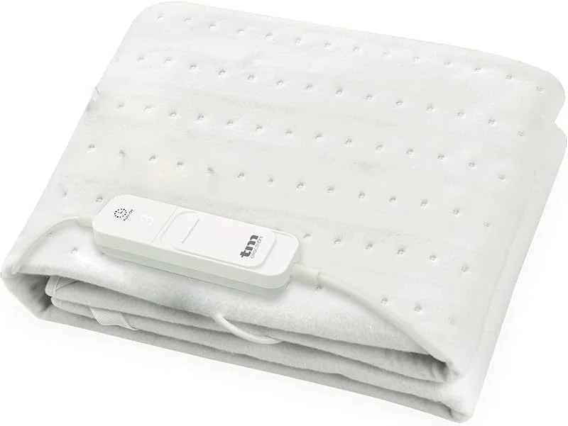 TM Electron Elektrische Matratzenauflage für Einzelbett, 60 W, mit 3 Temperaturstufen und automatischer Abschaltung, Größe 150 x 80 cm, Weiß — Heizung Warmepumpe