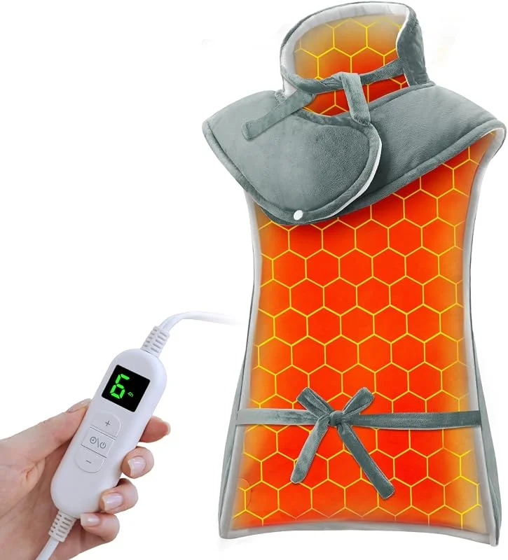 Heizkissen für Rücken Schulter Nacken 60 * 108cm Wärmekissen mit Abschaltautomatik, Schnelle Erwärmung Rückenwärmer Heizdecke 6 Heizstufen, Auto-OFF-Timer, Maschinenwaschbar — Heizung Warmepumpe