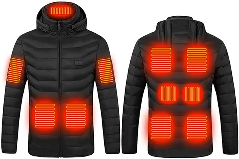Heizjacke Herren Damen Beheizbare Jacke Beheizte Jacke Wärmende Beheizbare Weste Winter Warm Daunenjacke mit 3 Temperaturstufen 19 Heizzonen Heizmantel Kapuze Funktionsjacke Winddicht Outdoorjacke — Heizkleidung