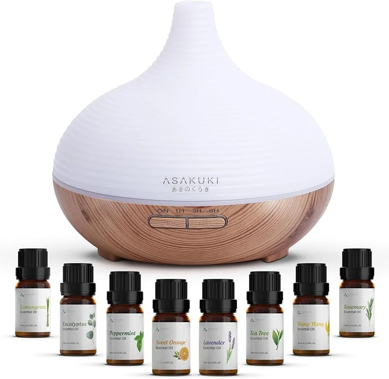 ASAKUKI Aroma Diffuser mit Ätherische Öle Set — Luftbefeuchter