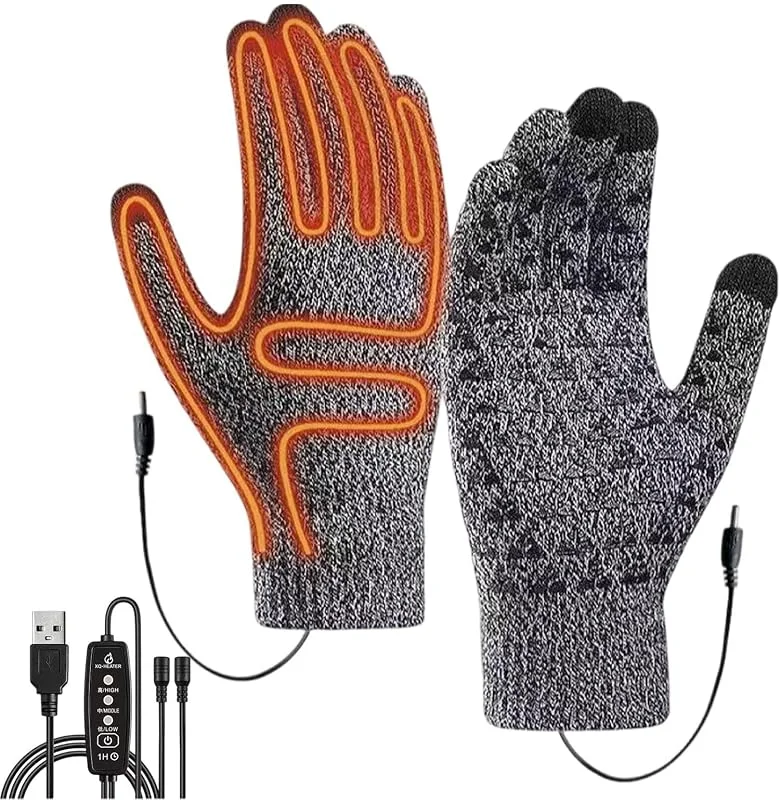 Beheizte Handschuhe für Herren Touchscreen 3 Heizstufen rutschfest gestrickt — Heizkleidung
