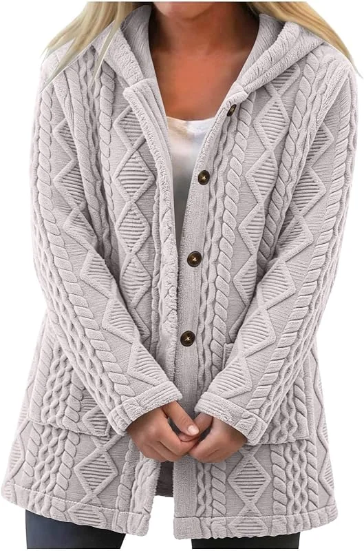 Ansenesna Fleecejacke Damen Mit Kapuze Winterjacke Damen Warm Gefüttert — Heizkleidung