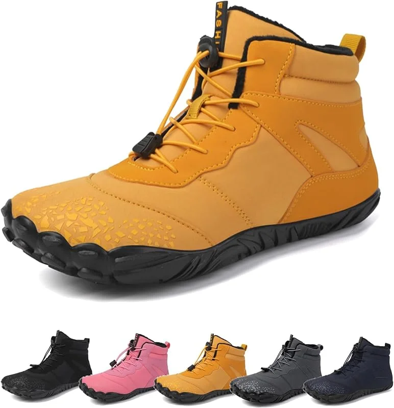 Barfußschuhe Winter, Outdoor Barfußschuhe Herren Damen Herbst Winter, Wasserdicht Barfussschuhe Barefoot Shoes, Trocknend Traillaufschuhe Wanderschuhe Zehenschuhe Hohe Warme und rutschfeste Stiefel — Heizkleidung