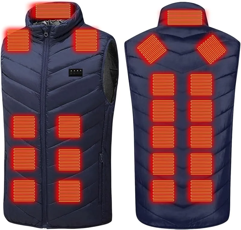Beheizbare Weste Herren Damen Beheizbare Weste Heizweste Herren Damen 21 Zonen Heizung 3 Temperaturregler Beheizte Weste (Ohne Powerbank) Heizjacke Kapuze Funktionsjacke Outdoorjacke — Heizkleidung