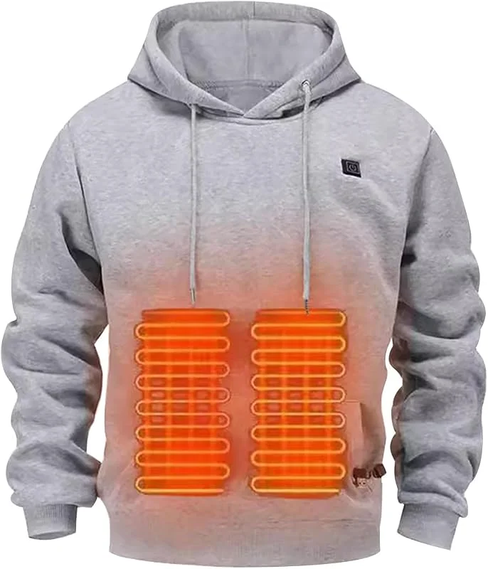 Generisch Beheizbarer Hoodie Herren mit Kapuze Beheizbare Pullover Warm Kapuzenpullover Wärmepullover Heathoody Heizpullover Heat Beheizter Pulli Heizpulli Langarm — Heizkleidung