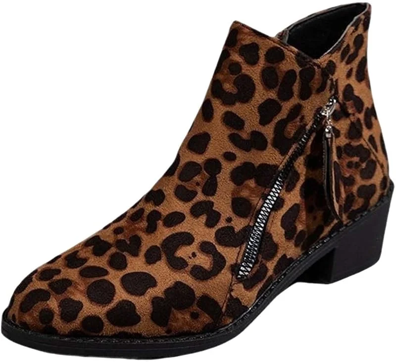 Damen-Stiefel, große Größe, kurze Stiefel, spitzer Zehenbereich, quadratischer Absatz, Wildleder, Retro, rutschfest, leicht, Reißverschluss, Shorts, Ankle Boots — Heizkleidung