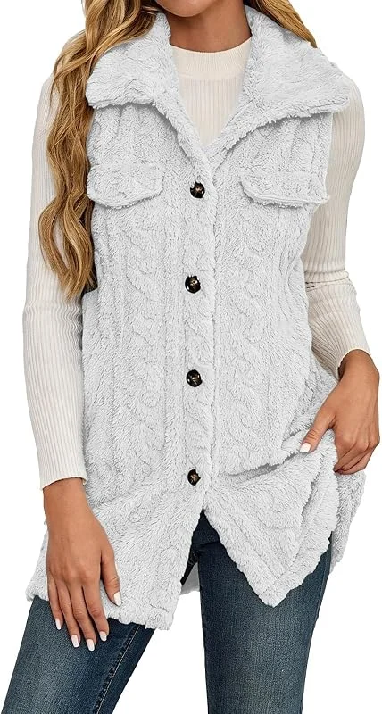 Generisch Teddywesten Damen Ärmellose Teddy Weste Damen Lang Teddyjacke — Heizkleidung